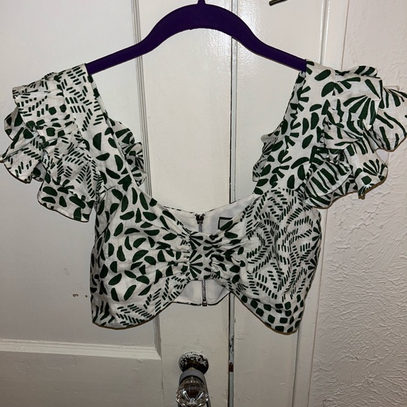 New Alexis Verna Linen Crop Top Green Palm - Picture 4 of 4